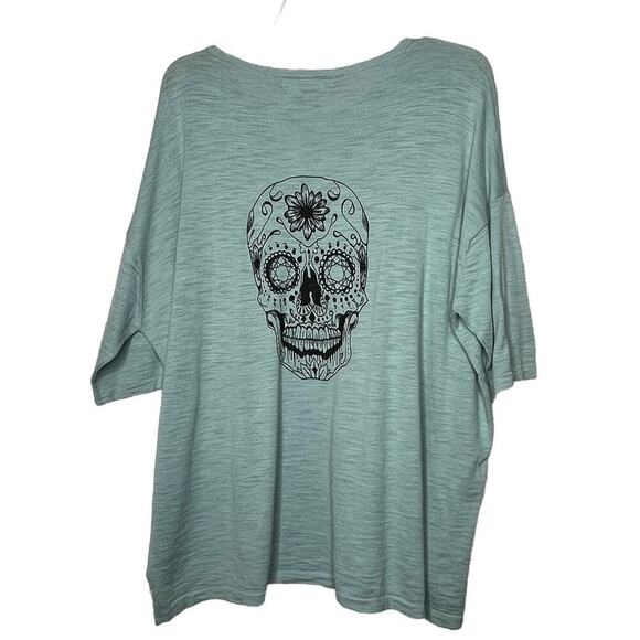 Skull Cashmere Women's Short Sleeve Sugar Skull Punk Sweater Top Size New Small - Picture 1 of 8